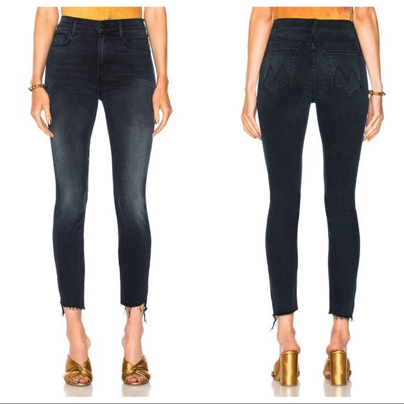mother the stunner zip ankle step fray jeans